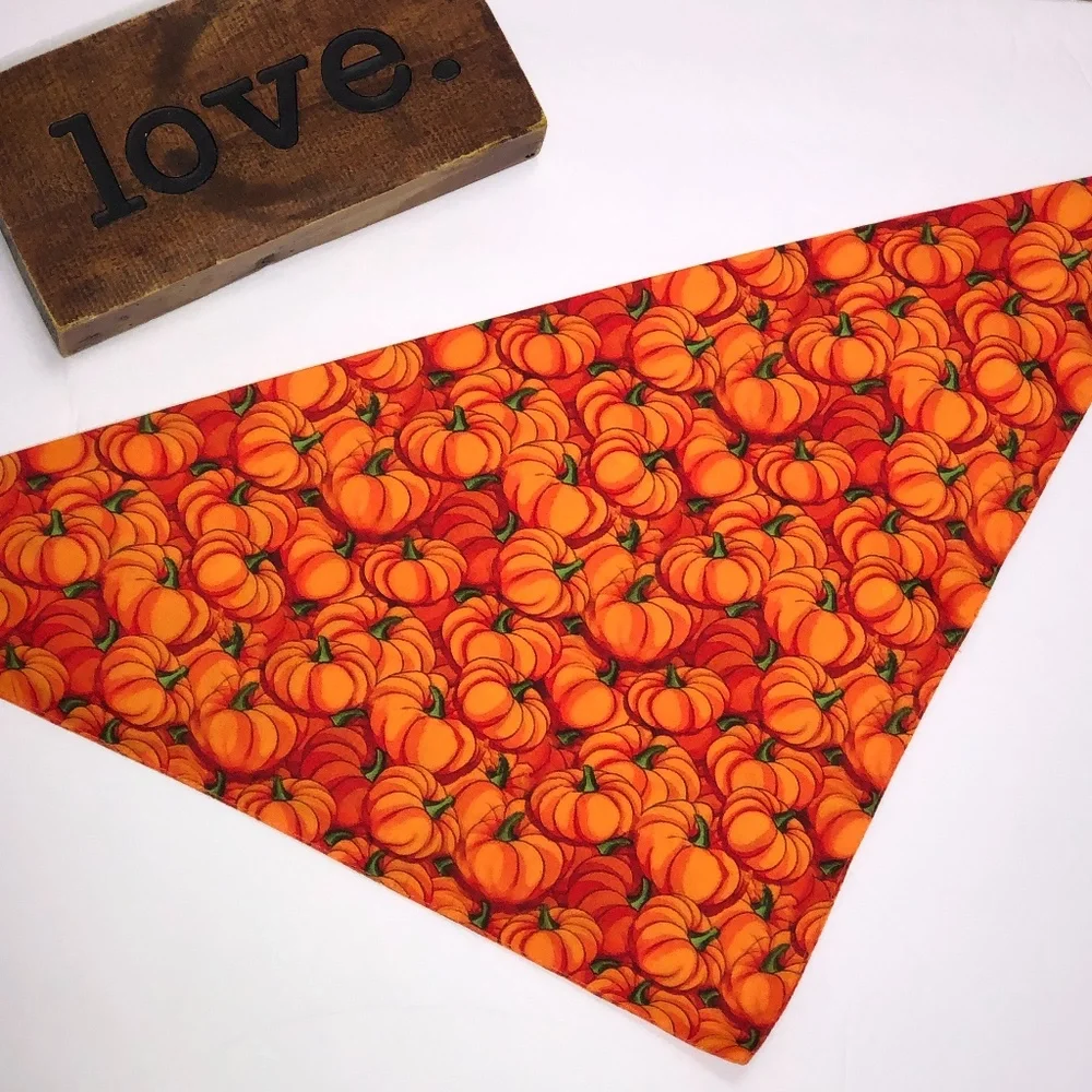 Multi-Use Handmade Pumpkin Bandana/Pet Bandana